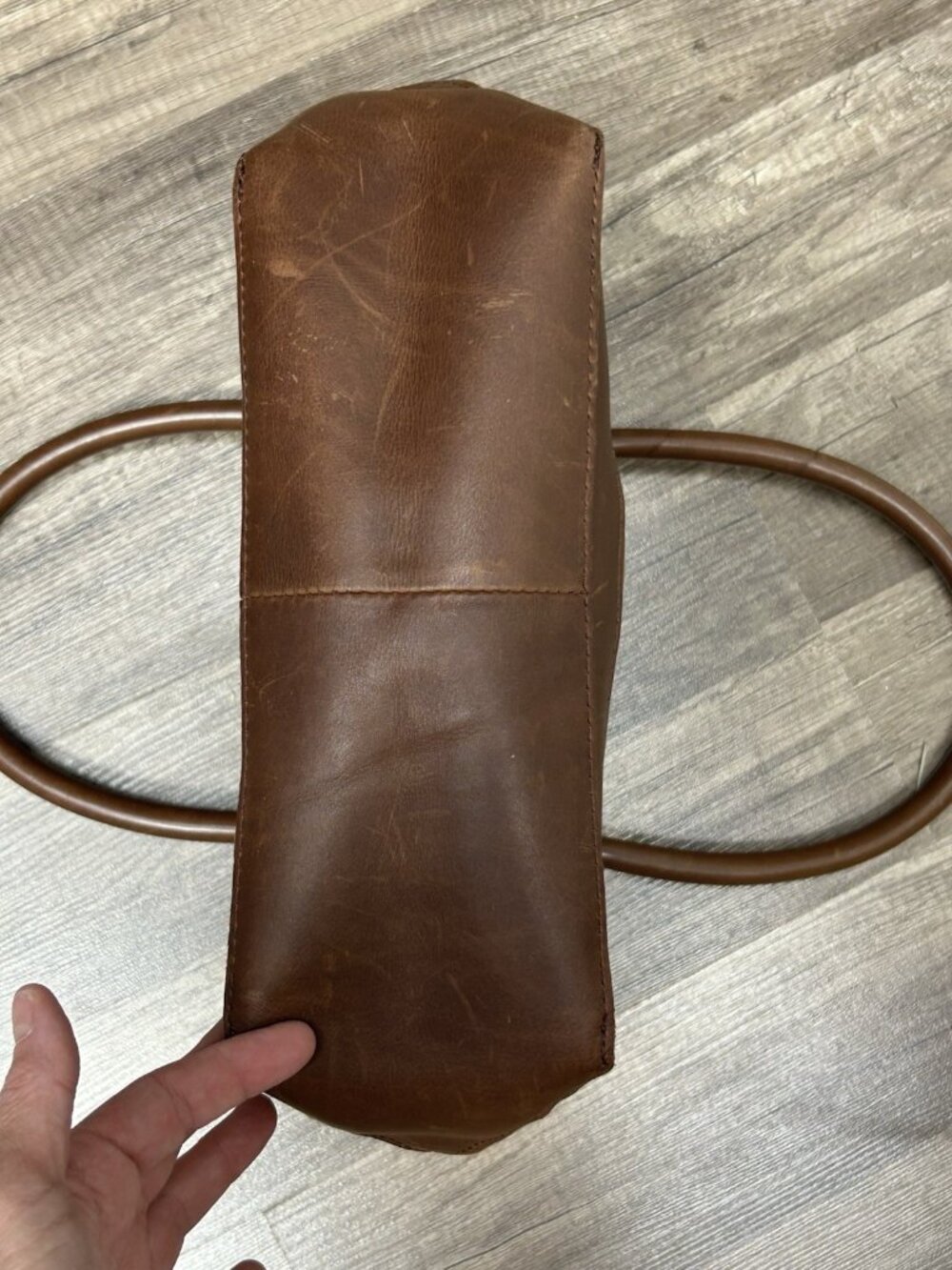 LL Bean Quilted Leather Tote Hand Bag Brown Purse Tan Zippered Pocket Y2K 283373 - Picture 6 of 13